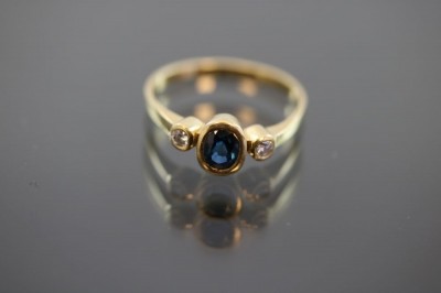 Saphir-Brillant-Ring, 750 Gold 2,9