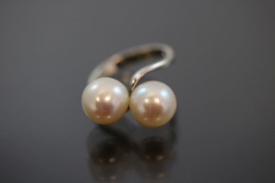 Perlen-Ring, 750 Wei?gold 5,2