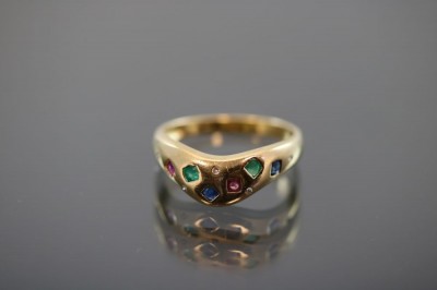 Brillant-Smaragd-Saphir-Ring, 750